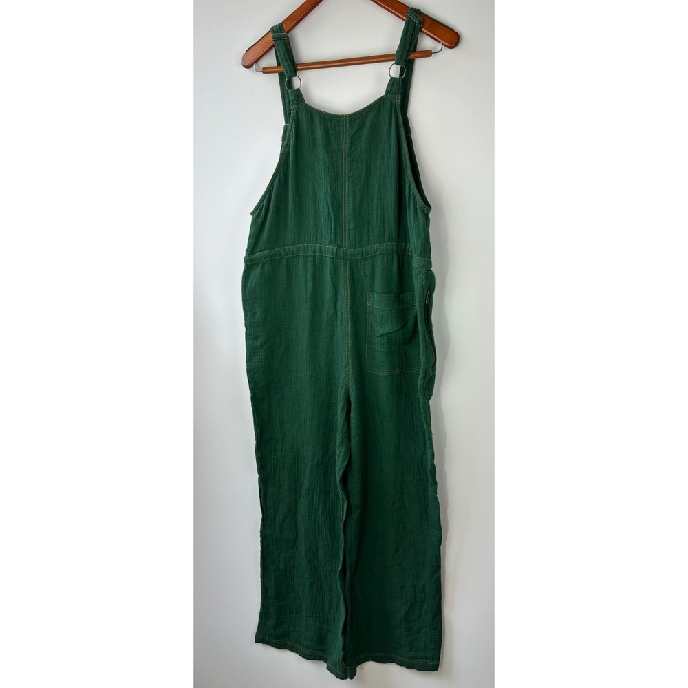 Urban Outfitters Tina Textured Gauze Jumpsuit Green Wide Leg One Piece Medium - Picture 9 of 16